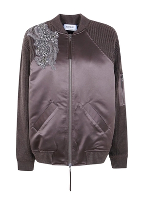 Blugirl crystal-embellished bomber jacket - Brown