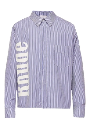 RHUDE stripe-pattern logo-print shirt - Blue