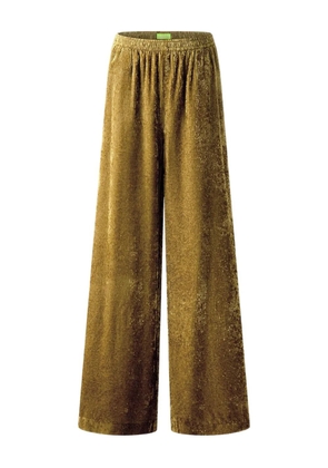 Shanghai Tang velvet wide-leg trousers - Gold