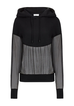 Nina Ricci chiffon-paneled fleece hoodie - Black
