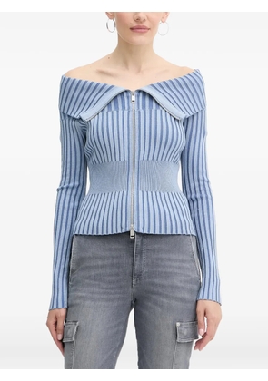 GUESS USA striped zip-up sweater - Blue