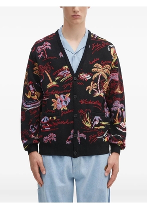 WACKO MARIA tropical-pattern cardigan - Black