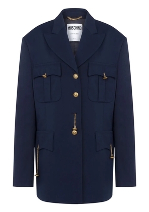 Moschino peak-lapel cotton-blend coat - Blue