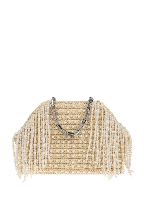 Self-Portrait pearl-embellished tote bag - Neutrals