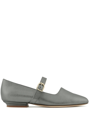 Giorgio Armani lamé-effect leather ballerina shoes - Grey