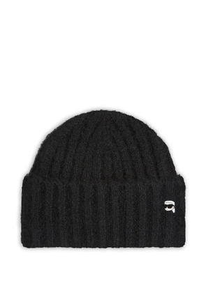 Karl Lagerfeld ribbed-knit beanie - Black