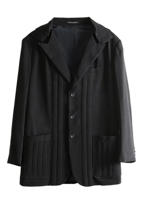 Yohji Yamamoto quilted-detail hooded blazer - Black