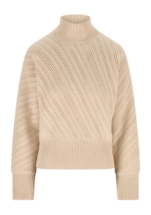 FENDI high-neck honeycomb-knit turtleneck - Neutrals