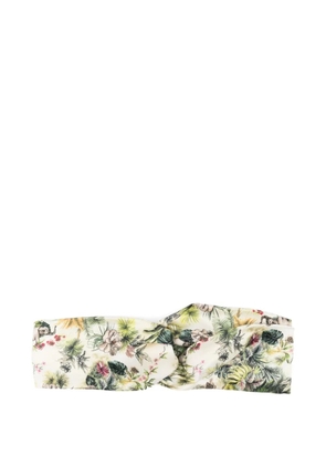 Elie Saab twisted floral-print headband - U2E04 NATURAL
