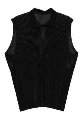 Homme Plissé Issey Miyake pleated sleeveless polo shirt - Black