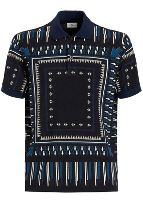 ETRO geometric-print cotton polo shirt - Blue