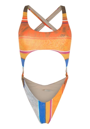 Amir Slama striped print Eco high-leg swimsuit - Multicolour