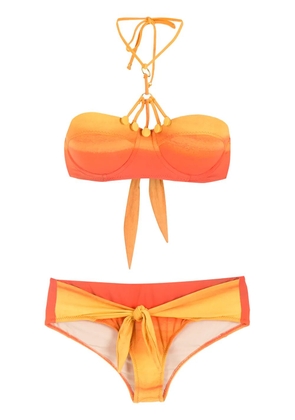 Amir Slama tie-fastening printed bikini set - Orange