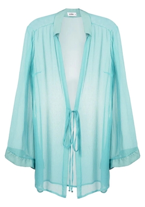 Amir Slama tie-front silk beach cover-up - Blue