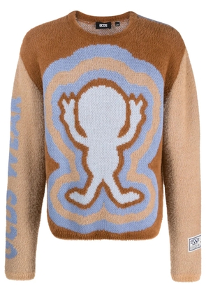 GCDS Wirdo Win Hairy jacquard jumper - Neutrals