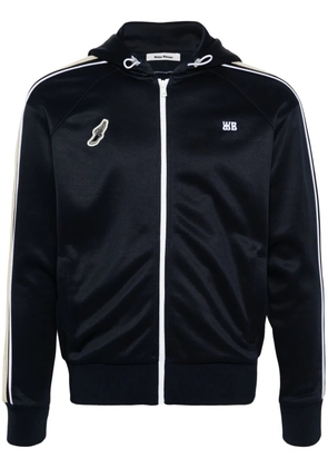 Wales Bonner logo-embroidered zip-up hoodie - Blue