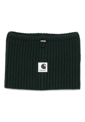 sacai ribbed logo neck warmer - Green