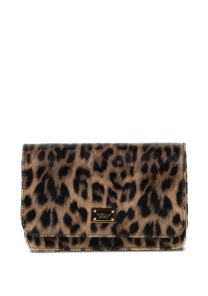 Marc Ellis leopard-plaque clutch bag - Brown