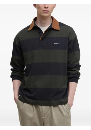 Barbour embroidered-logo stripe-pattern polo shirt - Black