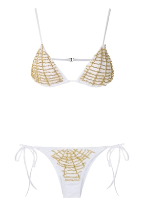 Amir Slama beaded triangle bikini set - White
