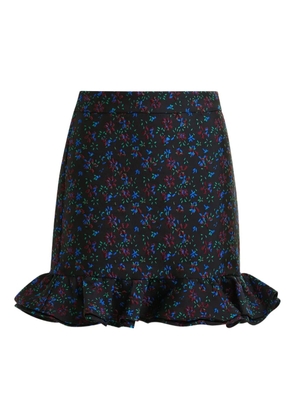 Essentiel Antwerp floral-print ruffled-hem skirt - Black