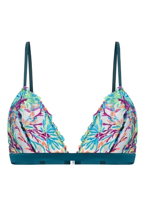 Zhilyova Maris floral-embroidered triangle bralette - Green