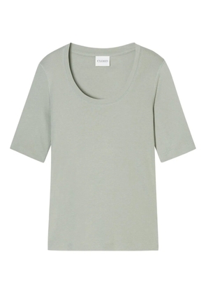 Closed wide-neck short-sleeve t-shirt - Green