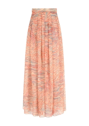 Giorgio Armani pleated print maxi skirt - Orange