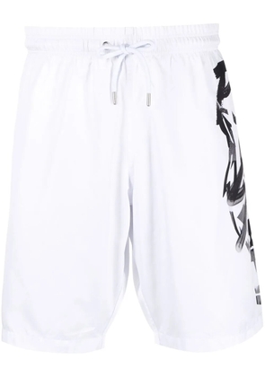 Plein Sport logo-print swim shorts - White