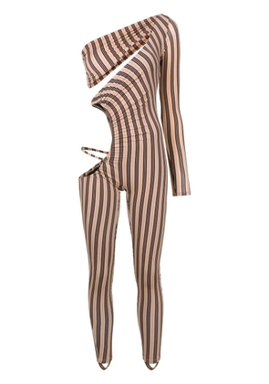 Amir Slama stripe-print one-shoulder jumpsuit - Multicolour