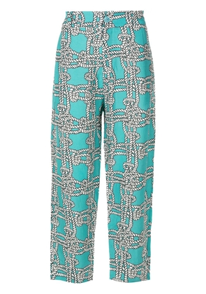 Amir Slama graphic-print cropped trousers - Blue