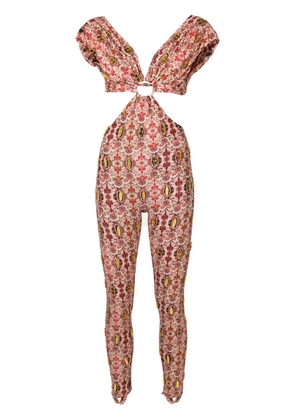 Amir Slama floral-print cut-out jumpsuit - Multicolour