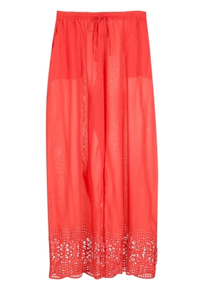 Amir Slama broderie-anglaise palazzo pants - Red