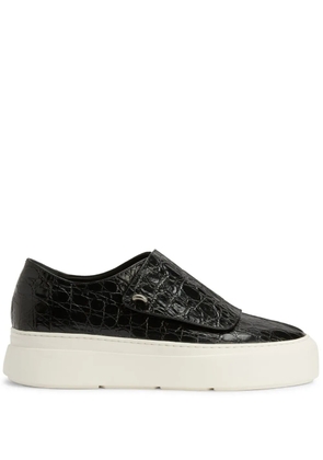 Giuseppe Zanotti GZ Mike crocodile-embossed monk sneakers - Black