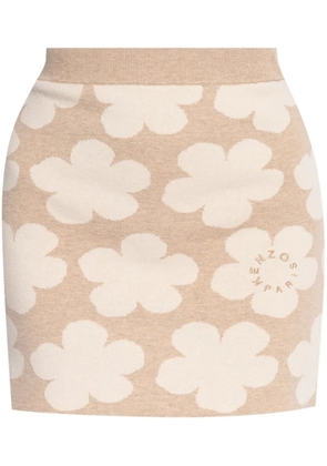 Kenzo floral intarsia-knit skirt - Neutrals