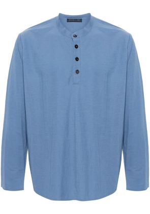 Harris Wharf London band-collar polo shirt - Blue