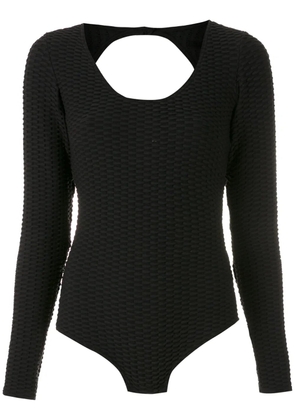 Amir Slama texture-effect open back bodysuit - Black