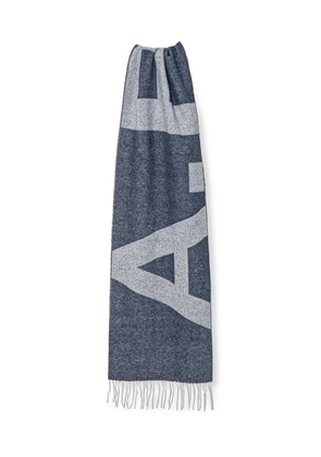 A.P.C. logo-jacquard wool scarf - Blue