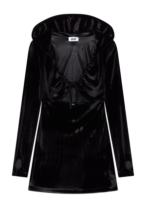GCDS hooded ruffled mini dress - Black