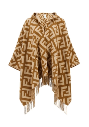 FENDI jacquard cashmere poncho - Brown