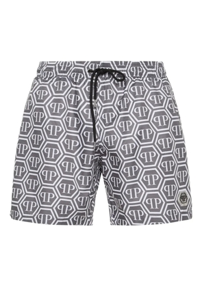Philipp Plein hexagon jacquard swim shorts - Blue