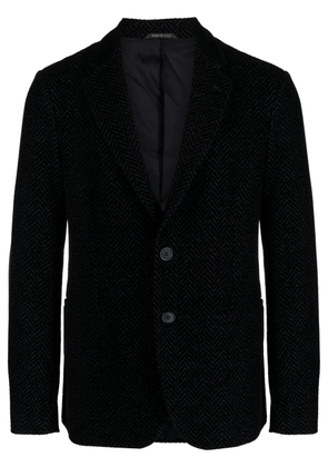 Giorgio Armani textured-finish notched-lapels blazer - Blue