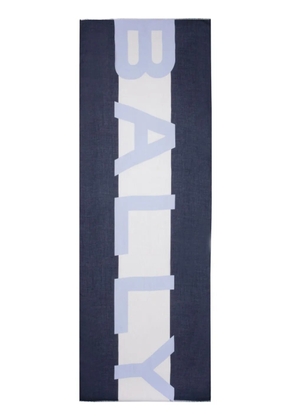 Bally logo-intarsia frayed scarf - Blue