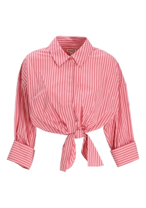 STAUD Lisa striped tie-front shirt - Pink