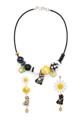 Amir Slama Bijoux cat-charm necklace earrings set - Multicolour
