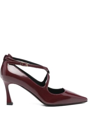 Julie Dee 75mm criss-cross strap pumps - Red
