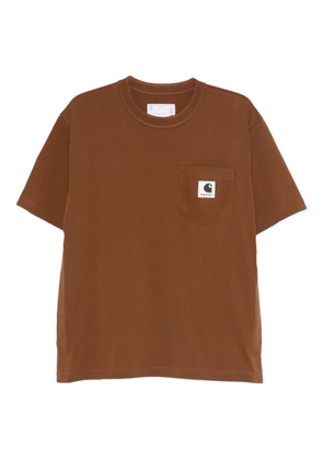 sacai logo-patch T-shirt - Brown