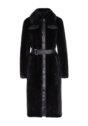 Patrizia Pepe belted faux-fur coat - Black