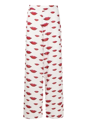 Amir Slama lips-motif straight trousers - White