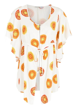 Amir Slama tie-fastening printed blouse - White